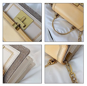 PUSH-LOCK & CHAIN HANDLE SHOULDER BAG