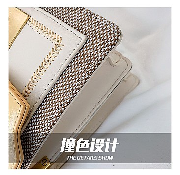 PUSH-LOCK & CHAIN HANDLE SHOULDER BAG