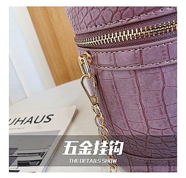 CROCODILE PRINT BUCKET SATCHEL - CROSS-BODY