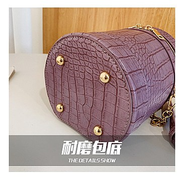 CROCODILE PRINT BUCKET SATCHEL - CROSS-BODY