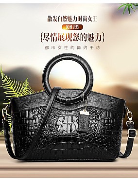 Crocodile Round Top Handle Quality Satchel