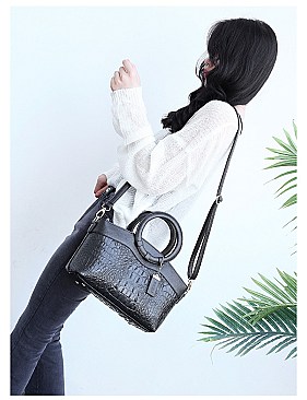 Crocodile Round Top Handle Quality Satchel