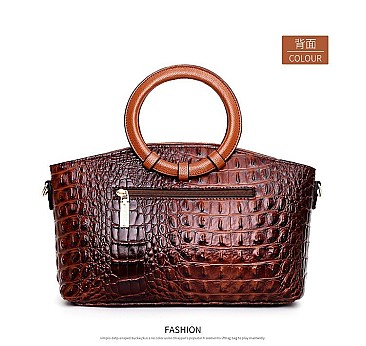 Crocodile Round Top Handle Quality Satchel