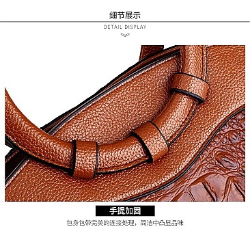 Crocodile Round Top Handle Quality Satchel