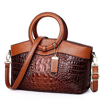 Crocodile Round Top Handle Quality Satchel