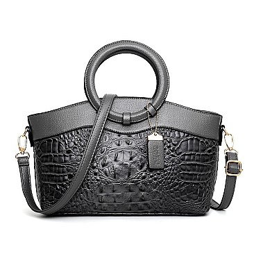 Crocodile Round Top Handle Quality Satchel