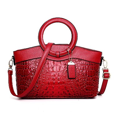 Crocodile Round Top Handle Quality Satchel