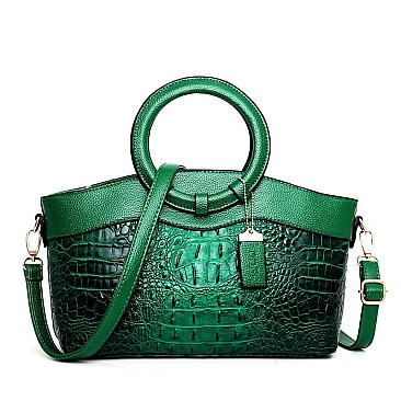 Crocodile Round Top Handle Quality Satchel