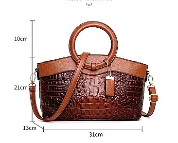 Crocodile Round Top Handle Quality Satchel