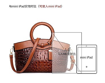 Crocodile Round Top Handle Quality Satchel