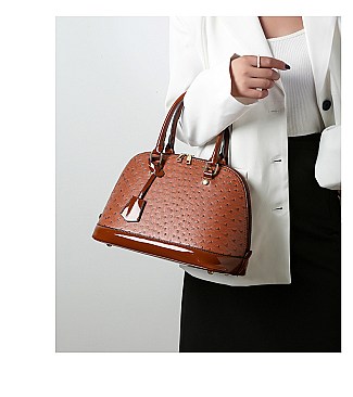 3 IN 1 Ostrich Dome Satchel Set