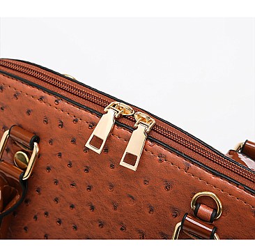 3 IN 1 Ostrich Dome Satchel Set