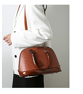 3 IN 1 Ostrich Dome Satchel Set