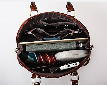 3 IN 1 Ostrich Dome Satchel Set