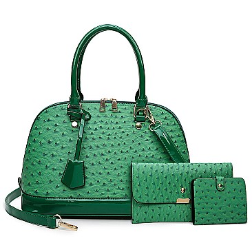 3 IN 1 Ostrich Dome Satchel Set