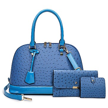 3 IN 1 Ostrich Dome Satchel Set