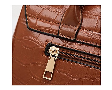 Crocodile Twist Lock Medium Size Satchel