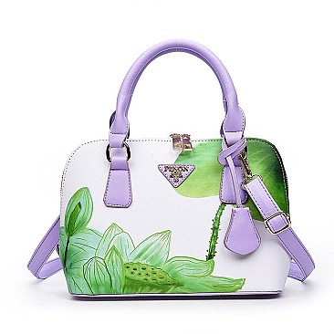 Dome Flower Printed Satchel