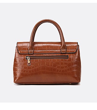 Crocodile Twist Lock Medium Size Satchel