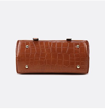 Crocodile Twist Lock Medium Size Satchel