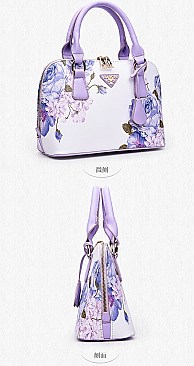 Dome Flower Printed Satchel