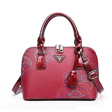 Dome Flower Printed Satchel