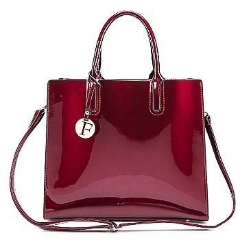 Patent Glossy Multi Compartment Satchel Bag
