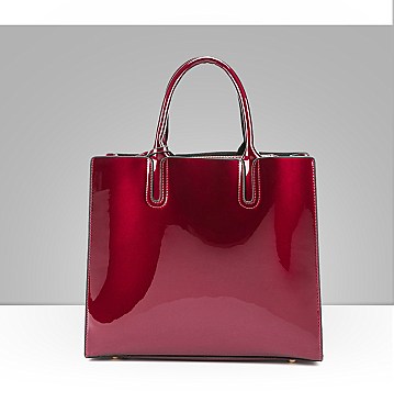 Patent Glossy Multi Compartment Satchel Bag