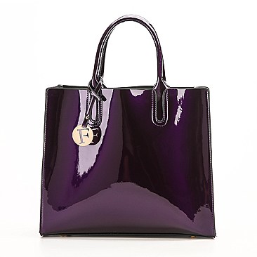 Patent Glossy Multi Compartment Satchel Bag