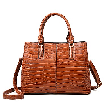 Croc Muti Compartment Scarfed Satchel Bag