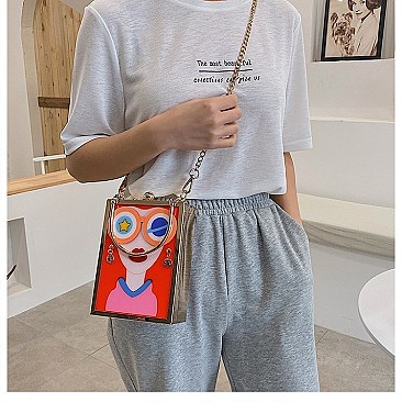 ANIMATED 3D LADY STATEMENT BOXY BAG