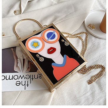 ANIMATED 3D LADY STATEMENT BOXY BAG