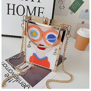 ANIMATED 3D LADY STATEMENT BOXY BAG