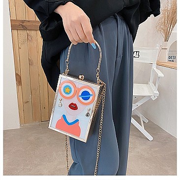 ANIMATED 3D LADY STATEMENT BOXY BAG