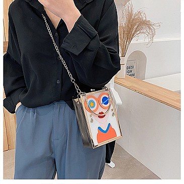 ANIMATED 3D LADY STATEMENT BOXY BAG