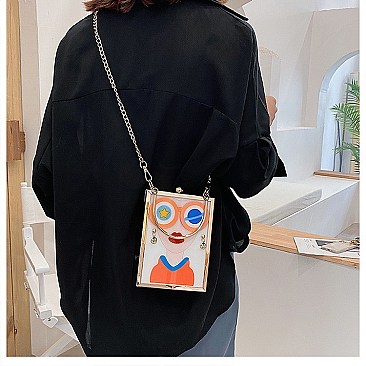 ANIMATED 3D LADY STATEMENT BOXY BAG