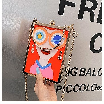 ANIMATED 3D LADY STATEMENT BOXY BAG