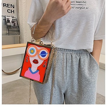 ANIMATED 3D LADY STATEMENT BOXY BAG