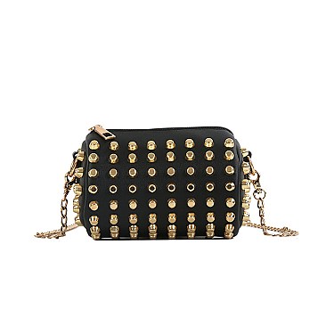 Mini Studded Spiked Bucket Cross-body Bag