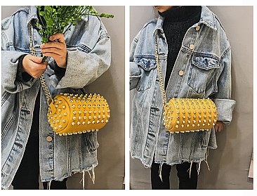 Mini Studded Spiked Bucket Cross-body Bag