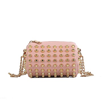 Mini Studded Spiked Bucket Cross-body Bag