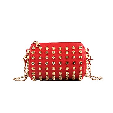 Mini Studded Spiked Bucket Cross-body Bag