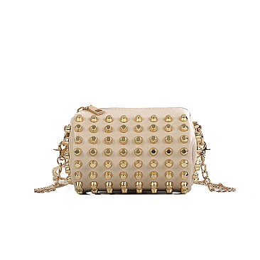 Mini Studded Spiked Bucket Cross-body Bag