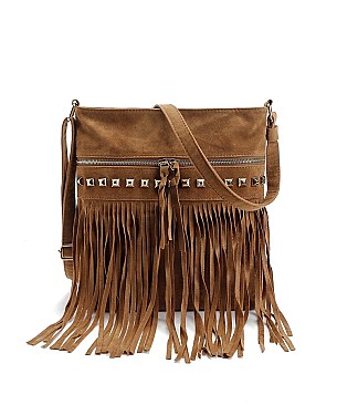 Studded Fringed Cross Body Bag