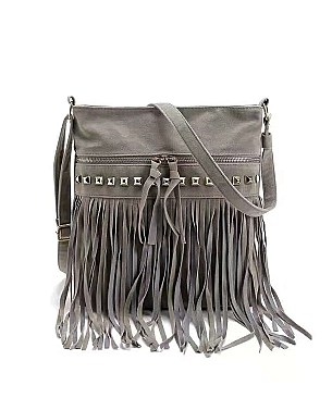 Studded Fringed Cross Body Bag