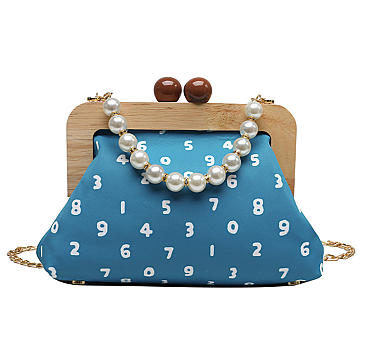 Wooden Frame Pearl Handle Crossbody