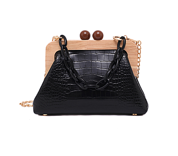 Wooden Frame Crocodile HandHold -Crossbody