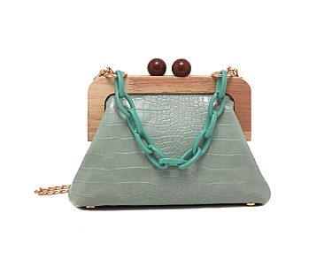 Wooden Frame Crocodile HandHold -Crossbody