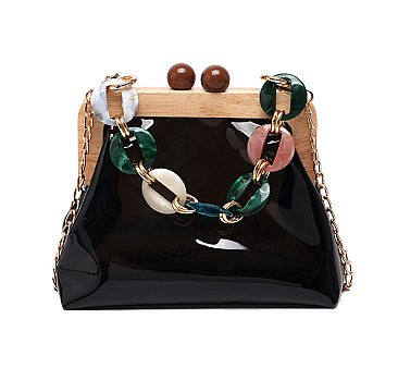 Wooden Frame Jelly Colorful Chain Bag