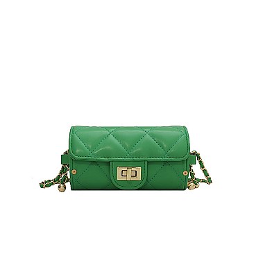 Quilted 2-Tone Fashion Cylinder-Shaped Cross-Body